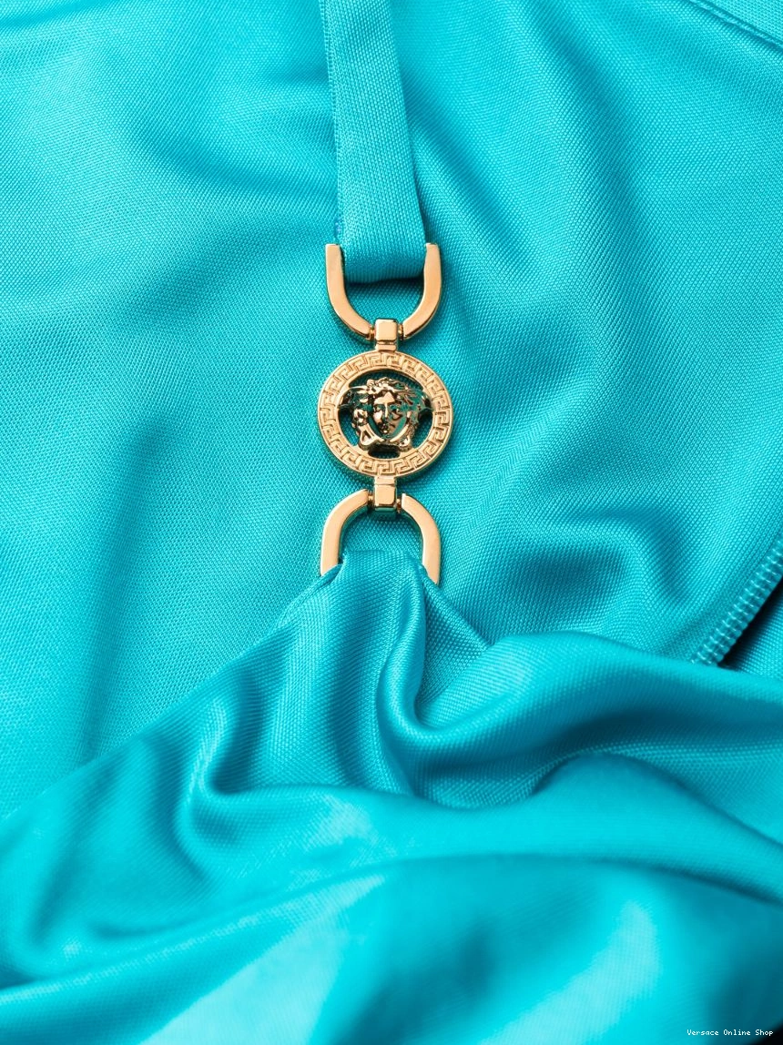 Affordable midi logo-plaque dress Women cowl-neck Versace 0325